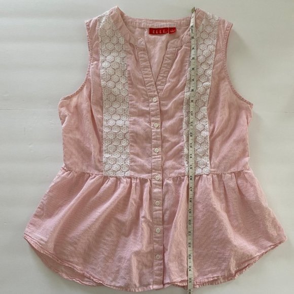 Elle pin striped embroidered lace tank Large - Picture 8 of 9
